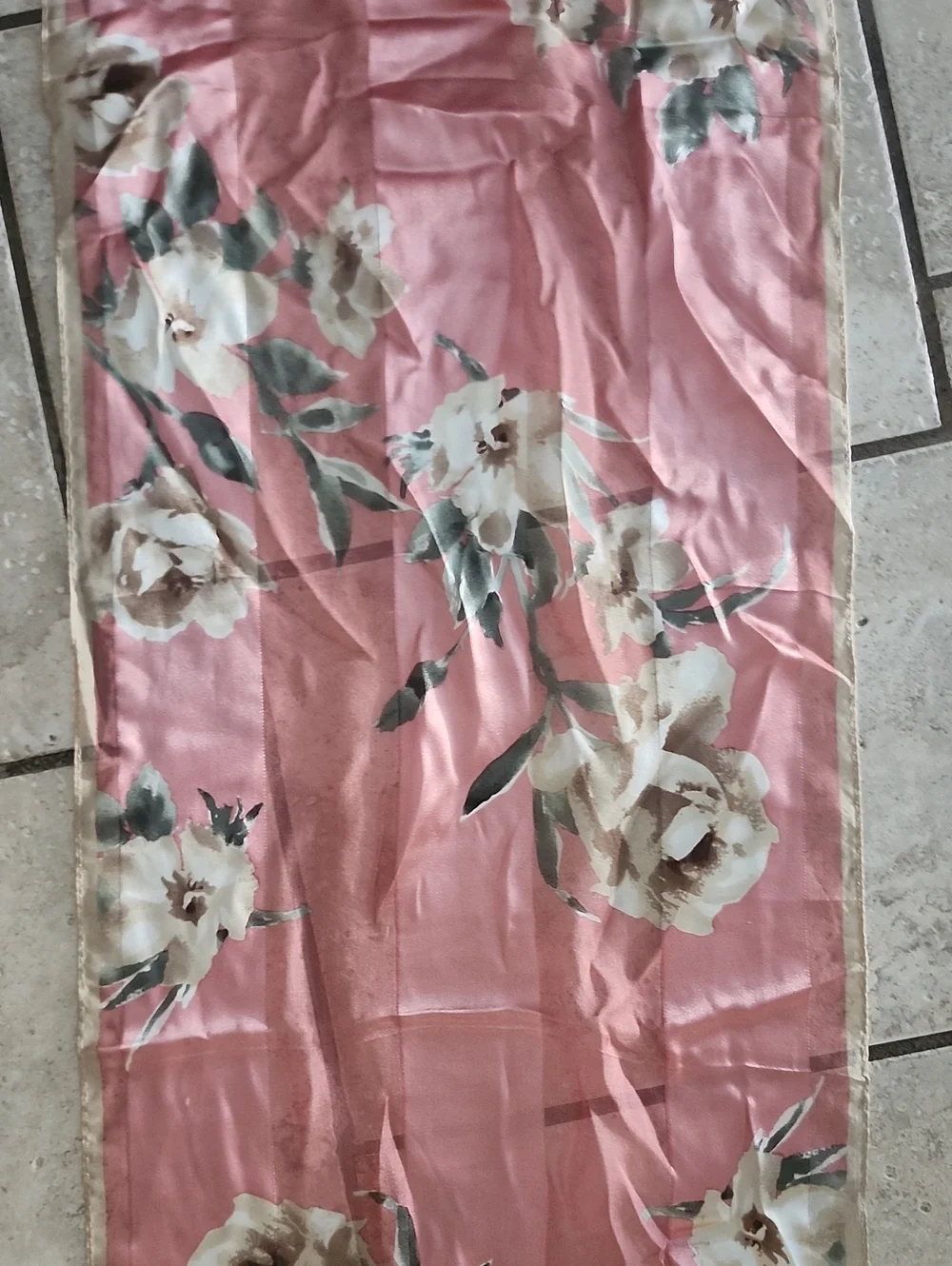 Elegent Blush Pink Floral Design Silk Scarf